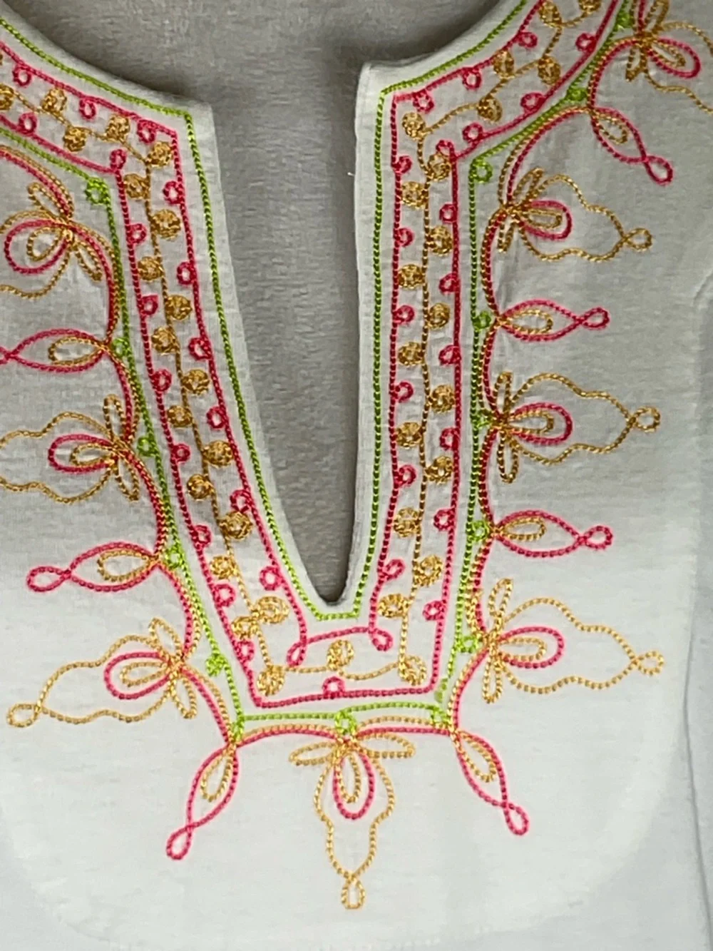 Lilly Pulitzer Embroidered Palm Beach Tunic Top White Pink Green Gold Small - Picture 14 of 16